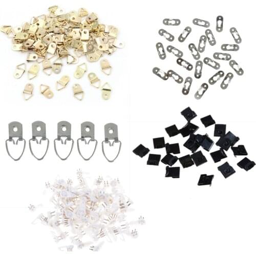 10/20/100pcs Golden Sliver D-Ring Hanging Picture Oil Painting Mirror Frame Hooks Hangers