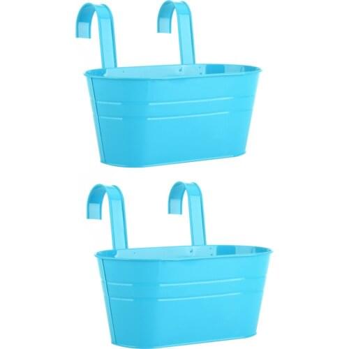 Balcony Plant Holder Flower Pot Metal Hooks Garden Pots Planters Detachable For Railing Fence Home Decor Iron 2PCS