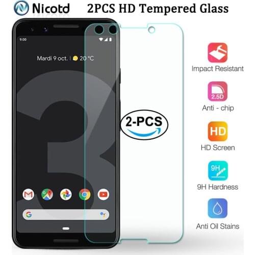 2PCS/Lot NicoTD Ultrathin Tempered Glass Film For LG Google Pixel 1 2 3 4 9H Protective Glass for Google Pixel 4 3 3a 2 XL Film