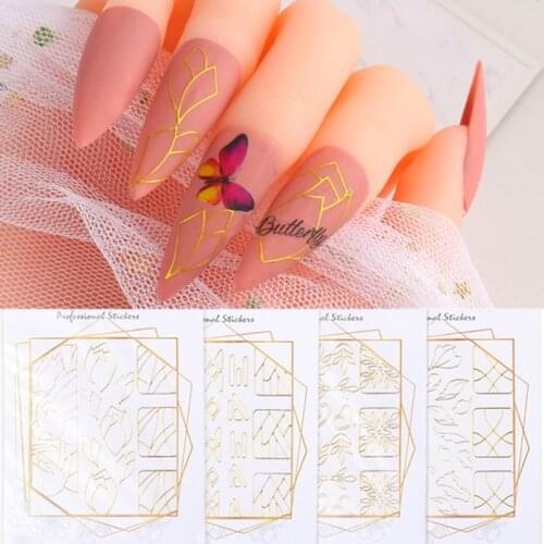 3D Bronzing Geometry Flower Glitter Tips Nail Sticker Wrap Decal Tool Manicure Foil DIY Decor