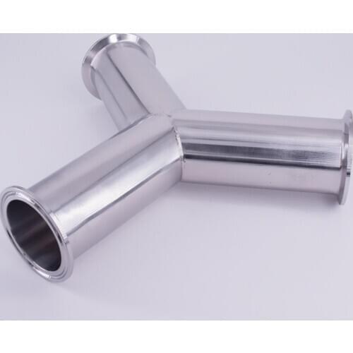 89mm Pipe OD 3.5" Tri Clamp Y Shaped 3 Way SUS 304 Stainless Steel Sanitary Fitting Spliter Homebrew Beer Wine