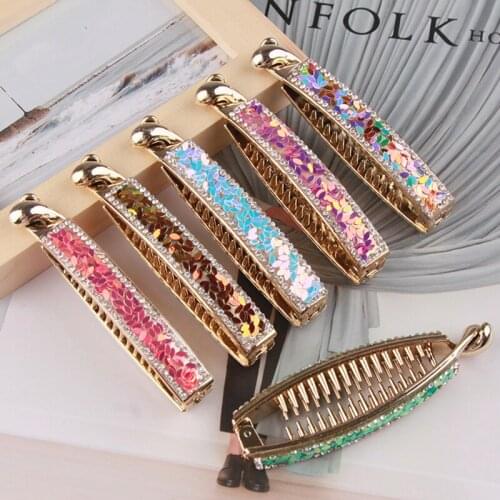 YOORAM Accessories rhinestone with plastic leave Banana Clips Ponytail Hairpins Hair Clip Clamp for Women with summer dress