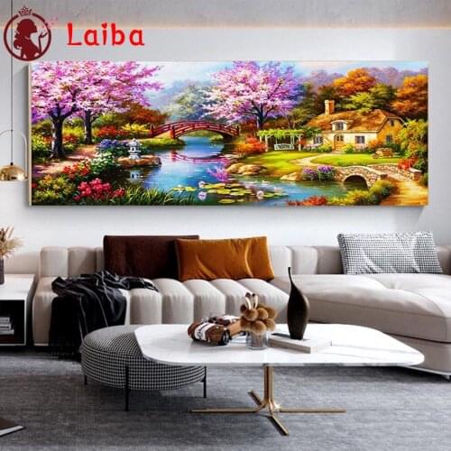 Diamond painting Park cherry blossom scenery stitch cross diamond embroidery full square round drill pictures home decoration