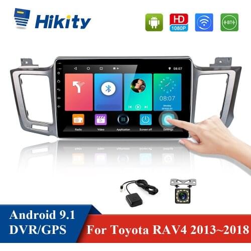 Hikity 2 din Android 9.1 Car Radio GPS Multimedia Player 10.1" Auto Stereo Receiver Autoradio For Toyota RAV4 2013 2014-2018