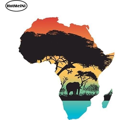 HotMeiNi 13cm X 12cm Car Styling Africa Map Flag Car Sticker Silhouette UV Resistant for Truck Laptop Waterproof Accessories