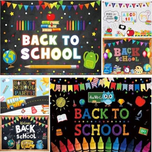 Back To School Party Backdrop Kindergarten Student Children First Day of School Blackboard Photo Studio Background Photography