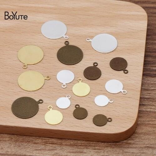 BoYuTe (200 Pieces/Lot) 8MM 10MM 15MM Metal Brass Flat Base Diy Pendant Blanks for Jewelry Making