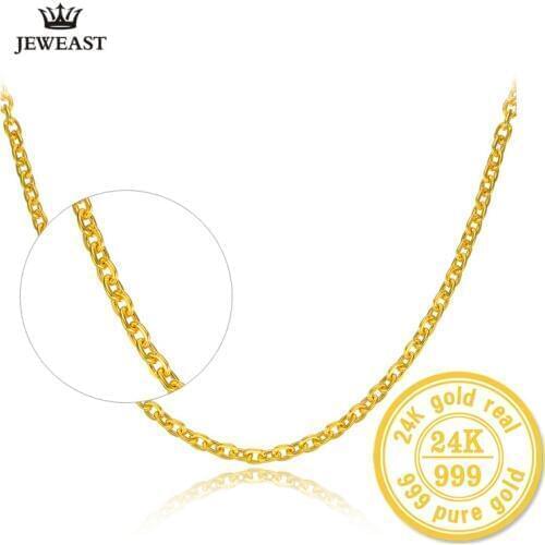 HMSS 24K Pure Gold Necklace Cross Chain O-Shape Word All-match Female Words Clavicle Fine Jewelry Solid Gold Upscale Necklaces