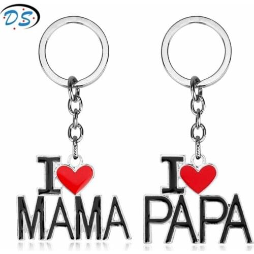 Dongsheng jewelry Keychain I Love Papa Mama Key Ring Chain Alloy Letters Heart Keyrings Family Members Gifts Jewelry llaveros