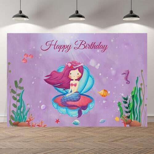 SeekPro Little Mermaid Princess kidUnder Sea Bed Castle Corals Photography Backdrop Baby shower Birthday Party photo background