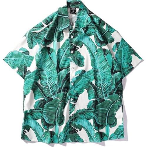 Banana Tree Leaf Print Hawaiian Beach Shirts Men Summer Casual Hawaii Camp Shirts Fashion Short Sleeve Button Tops Men Clothing