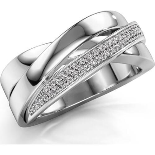 Hainon Fashion Top New AAA Zircon Crystal Silver Color Cross Rings for Women Wedding Engagement Finger Luxury Bijoux Rings Gifts