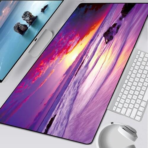 Beach Sea Cloud Gamer Play Mat XXL XL Washable Locked Edge Mousepad Gaming Mouse Pad Large Keyboard Deak Mat 900x400mm/60x30mm