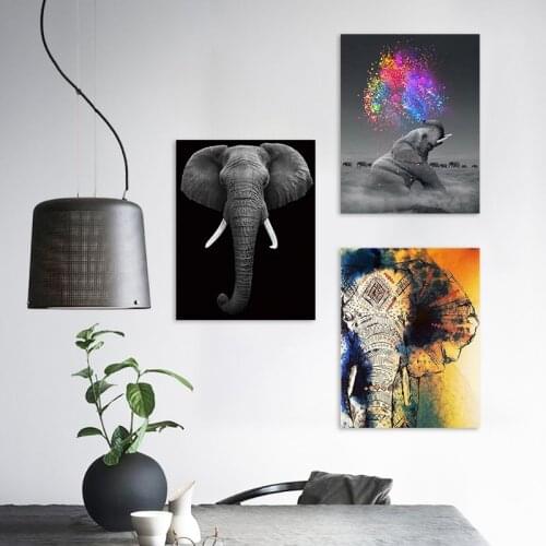 Sunset Elephant Animal Decorative Canvas Painting For Living Room Decor