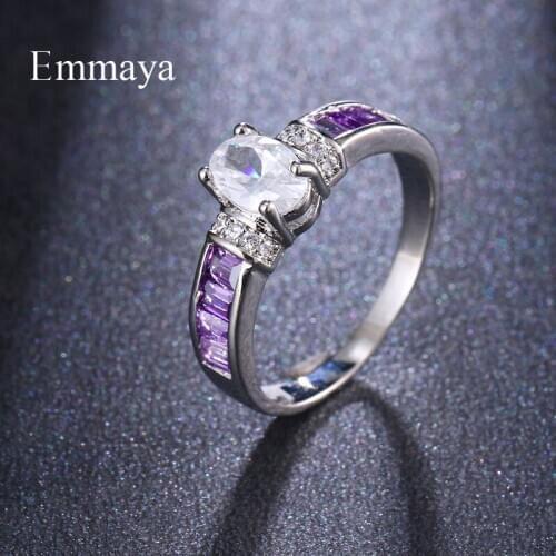 Emmaya Fashion Trend Elegant Dress-up For Female Circular Ring With Oval-shape And Purple Zirconia Charming GIft Wedding Party