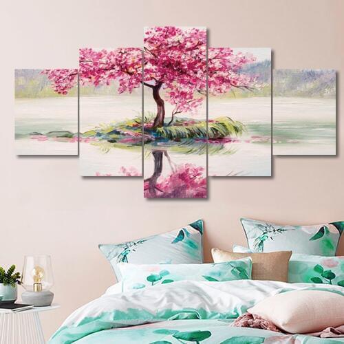 5pcs diamond painting bloom flowers Cherry Blossoms Tree diamond mosaic full round square cross stitch diamond embroidery FS55