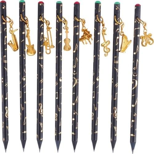 8pcs Musical Note Pendant Pencil Set Writing Drawing Pencil Sketch Painting Non-toxic Pencils For School Students Stationery
