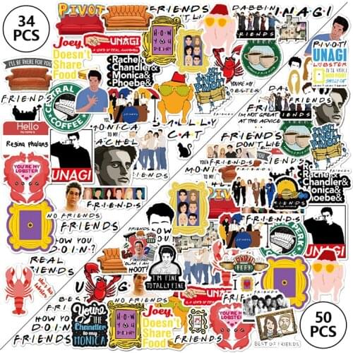 34/50pcs Friends TV Show Letter Anime Vintage Paster Gift Toy Funny Decal Scrapbooking DIY Phone Laptop Stickers Gifts F4