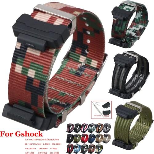 Nylon Watchband for Casio G-SHOCK Strap Wristband for Gshock GA-110 300 DW6900 GD120 G-5600 GW-M5610 GLS8900 Band w Connector