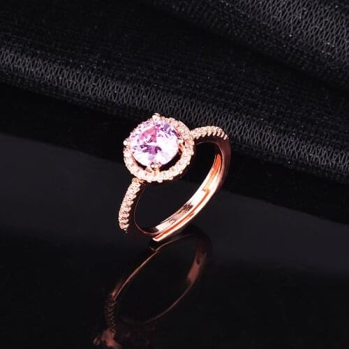 New Fashion Luxury 18K Rose Gold Plated Micro Inlay Opening Ring Party Gift Jewelry Ring Wholesale