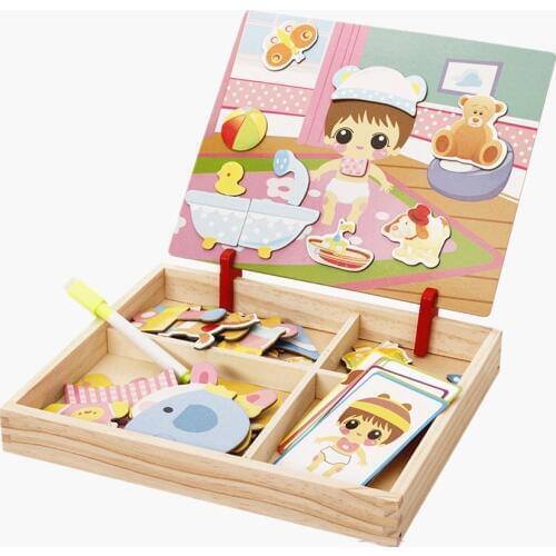 Girls Dressing Jigsaw Wodden Puzzles drawing board Magnetic puzzles Princess puzzle Educational toys