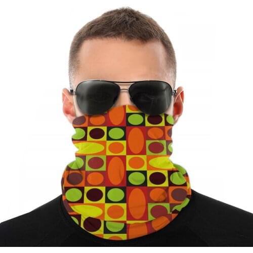 Retro Pattern Orange Scarves Neck Face Mask Men Women Halloween Tube Mask Tubular Bandana Versatility Headband Cycling Hiking
