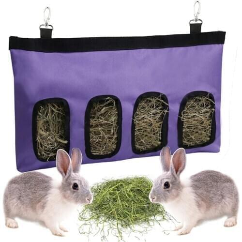 Hay Bag Hanging Pouch Feeder Holder Feeding Dispenser Container for Rabbit Guinea Pig Small Animals Pet