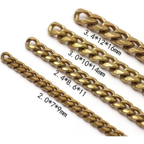50cm Solid Brass Men Belt Pants Keychain Trousers Jeans Wallet Chain Metal Bag Chain DIYChains Leather Crafts Accessories