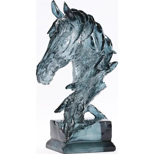 Nordic Light Luxury Light Blue Horsehead Resin Ornaments Post-modern Hotel Villa Exhibition Hall Animal Soft Ornaments