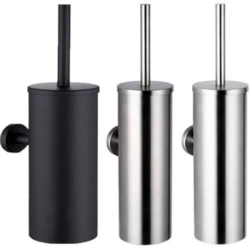 Minimalist Stainless Steel Wall-mounted Toilet Brush with Holder Soft Bristles Deep-Cleaning for Bathroom Storage