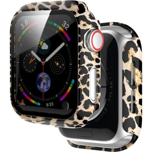 Full Cover Ultra-Thin Leopard Protective Case for Apple Watch 44mm 40mm 42mm 38mm Screen Protector iWatch Series SE 6 5 4 3 2 1