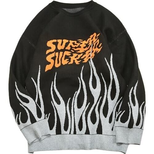 Mens sweater Harajuku Japan and South Korea spring new extra large casual street dance street wear mens sweater