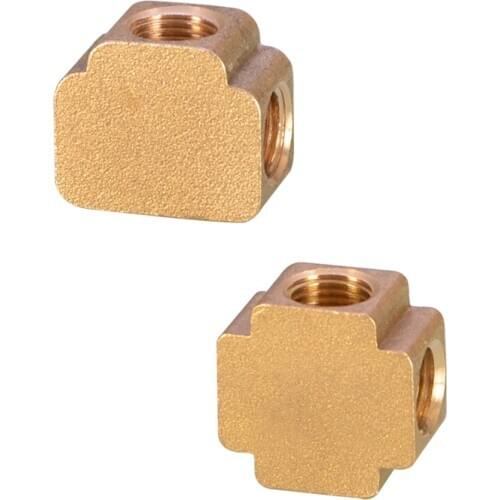 1/8" 1/4" 3/8" BSP Female Thread Square Tee Type 3 Way Cross 4 Way Brass Pipe Fitting Adapter Coupler Connector