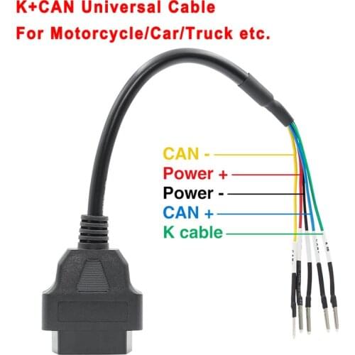 Universal OBD2 Connector For Motorcycle Motorbike K+CAN OBD2 Scanner Cable