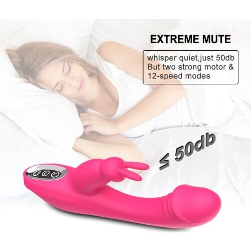 G-spot Rabbit Vibrator Rechargeable Waterproof Dildo Vibe Dual Motor Clit Stimulator with 12 Vibration Sexy Female masturbation