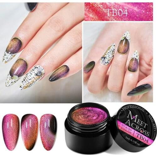 MEET ACROSS Magic Cat Eye Gel Polish More Magnetic Effect Soak Off UV Gel Hybrid Varnishes Base Top Coat Need Gel Long Lasting