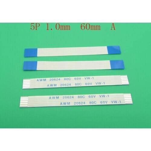 100pcs/lot FFC FPC flat flexible 5p cable 1.0mm pitch 5 pin forward Length 60mm Width 6mm 5pin Ribbon Flex Cable Free Shipping