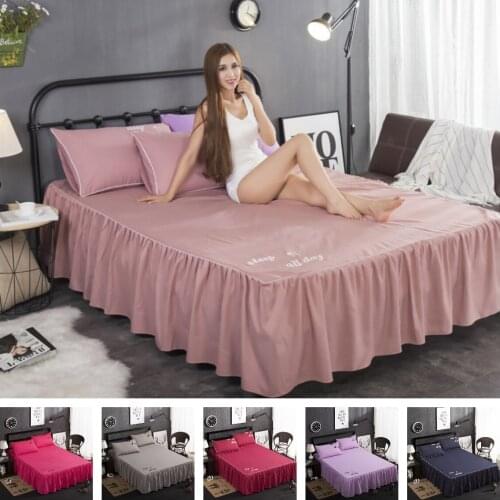 2020 Princess Bedding Solid Bed Skirt Pillowcases Bed Sheets Mattress Cover King Queen Full Twin Size Bed Cover 12 patterns