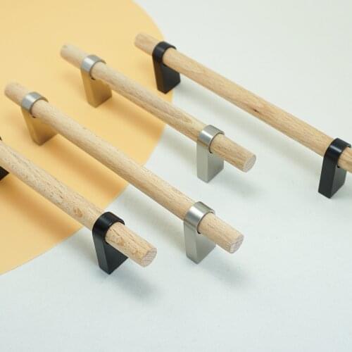 3.78" 5'' Black Cabinet Pulls Handles Wooden Dresser Wardrobe Knobs Brushed Nickel Wood T Bar Knob Pull Rural Furniture Hardware