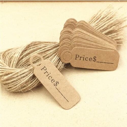 300Pcs/Lot Printed Price Pattern Vintage Style White Hanging Kraft Paper Tags Label Note Price Cosmetics Tags With Hemp Strings