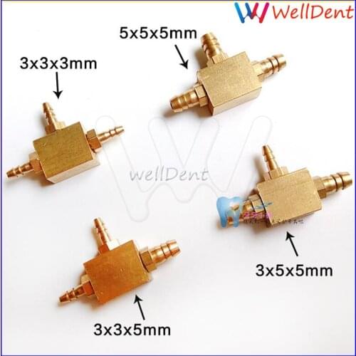 5pcs Dental Valve Dental three accept valve three connectors tee 3mm metal valve dental product dental equipment
