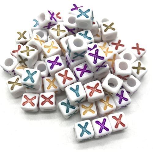 50pcs 7x7mm 26 Letter Beads Square Shape Alphabet Letter Beads Charms Bracelet Necklace For Jewelry Making Accessories #XXX