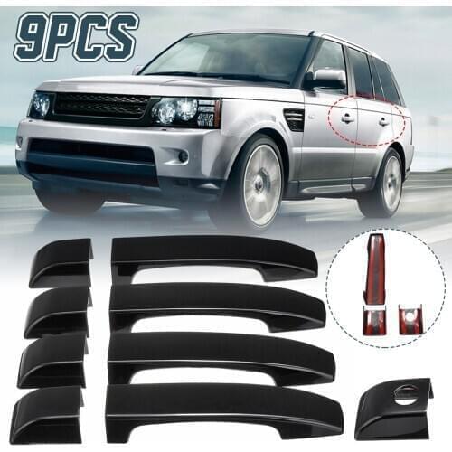 9pcs Gloss Black Door Handle Covers Trim For Land Rover Range Rover L322 2002 2003 2004 2005 2006 2007 2008 2009 2010 2011 2012