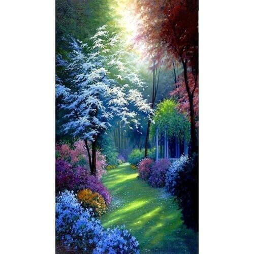 Diy Diamond Painting Cross Stitch Tropical Forest Scenery 3d 100%full Square Diamond Rhinestones Pasted Home Decoration Painting