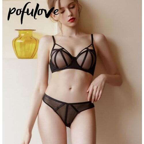 Sexy Lingerie Women Invisble Sheer Bra Black White Push Up Bras with Underwire Lace Underwear Seamless Bralette Bracier De Mujer