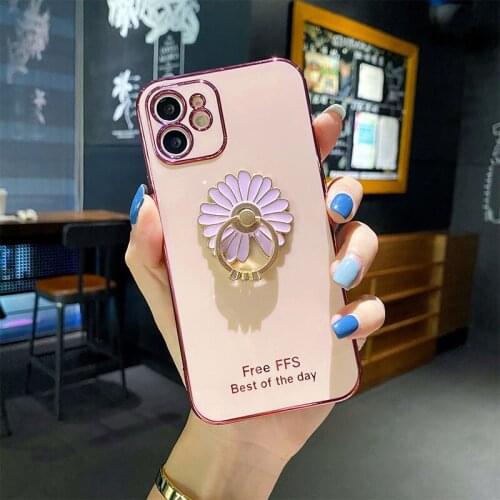 Aweful phone holder Case for iPhone X XR XS Max 11 pro max 12 Mini for iphone 7 8 Plus 6 6S SE 2020 Ring Stand Plating Cover