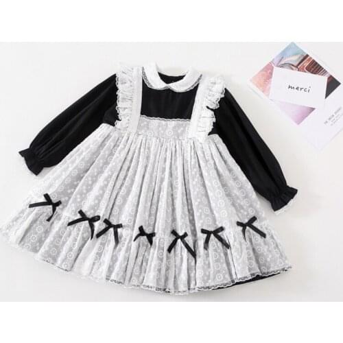 Birthday Party Baby Girls Dress Princess Kids Dresses For Girls Long Sleeve Lace Maid Girls Costume Toddler Dress For Girl