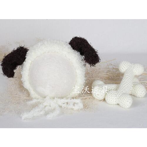 Newborn Animal Toy and Hat Set Handmade knit cotton bonnet Infant boys girls Posing Stuffer Doll Newnorn photography props