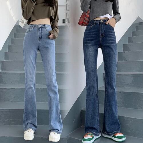 Streetwear High Waist Women Jeans Vintage Blue Mom Jeans Fashion Flare Pants Straight Denim Jeans Trousers Femme Autumn