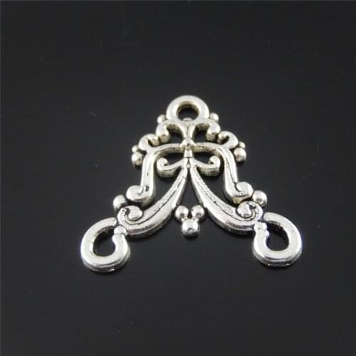 Julie Wang 10pcs Mini Charms Antique Silver Plated Fower Connectors Pendant Handmade Hanging Crafts